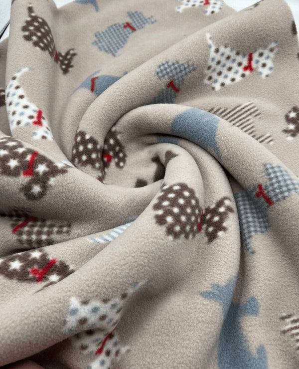 Dogs Printed Anti-Pil Polar Fleece Fabric Blanket Loungewear