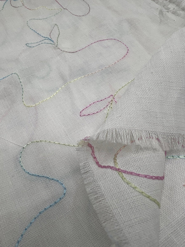 Embroidered Floral Multi Thread Non Stretch Woven Fabric