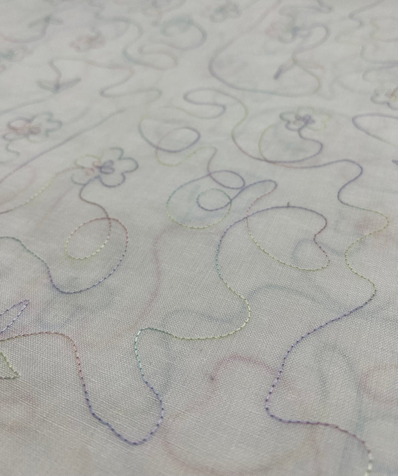 Embroidered Floral Multi Thread Non Stretch Woven Fabric