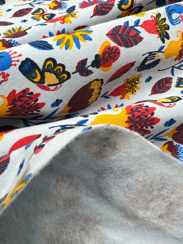 Flower Garden Sweatshirting Cotton Lycra 2 Way Stretch