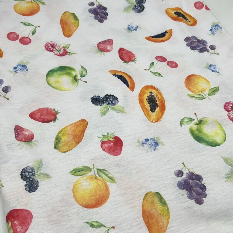 Fruit Print Spun Poly Stretch Fabric