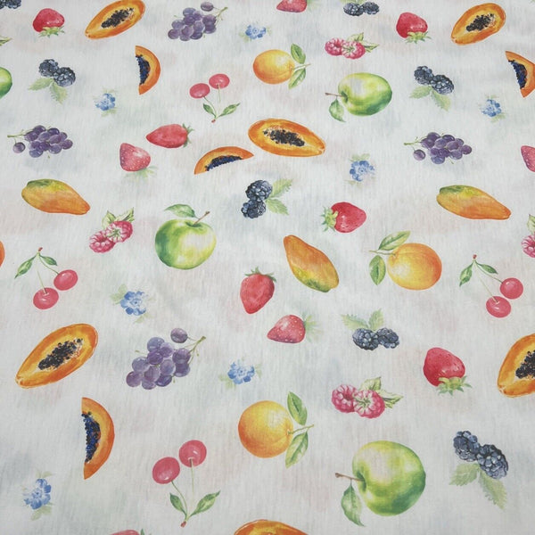 Fruit Print Spun Poly Stretch Fabric