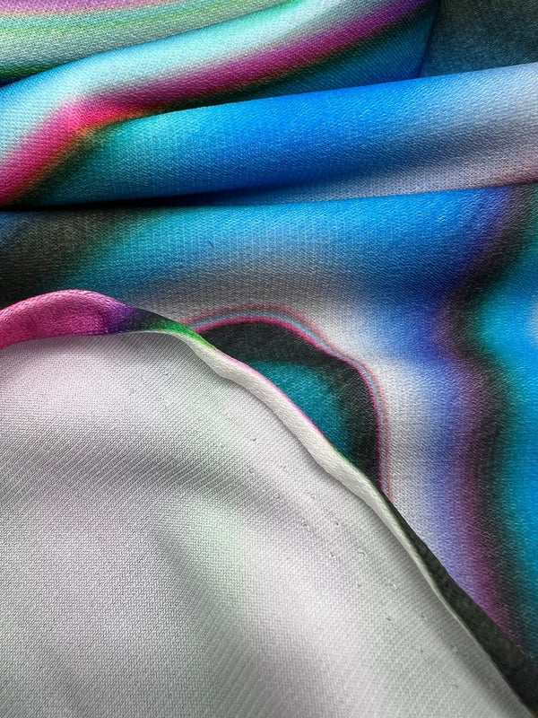 Green Blue Purple Mix Print ITY Fabric 4 Way Stretch