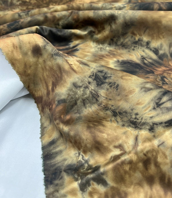 Green Brown Mix Plain Scuba Fabric