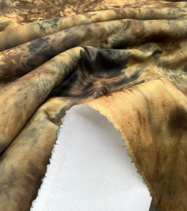 Green Brown Mix Plain Scuba Fabric