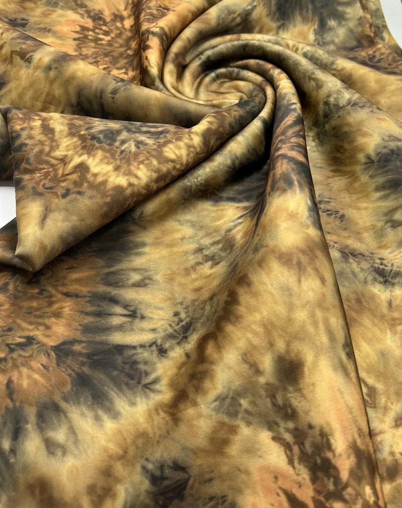 Green Brown Mix Plain Scuba Fabric
