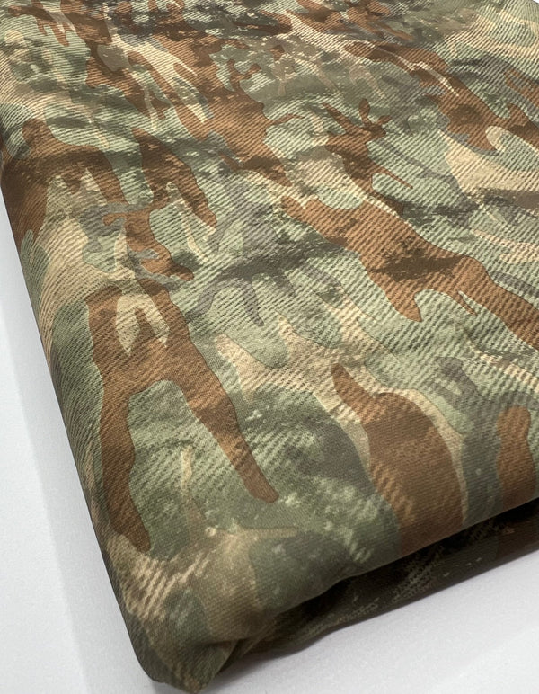 Green Camo Printed Plain Scuba 4 Way Stretch Jersey Fabric