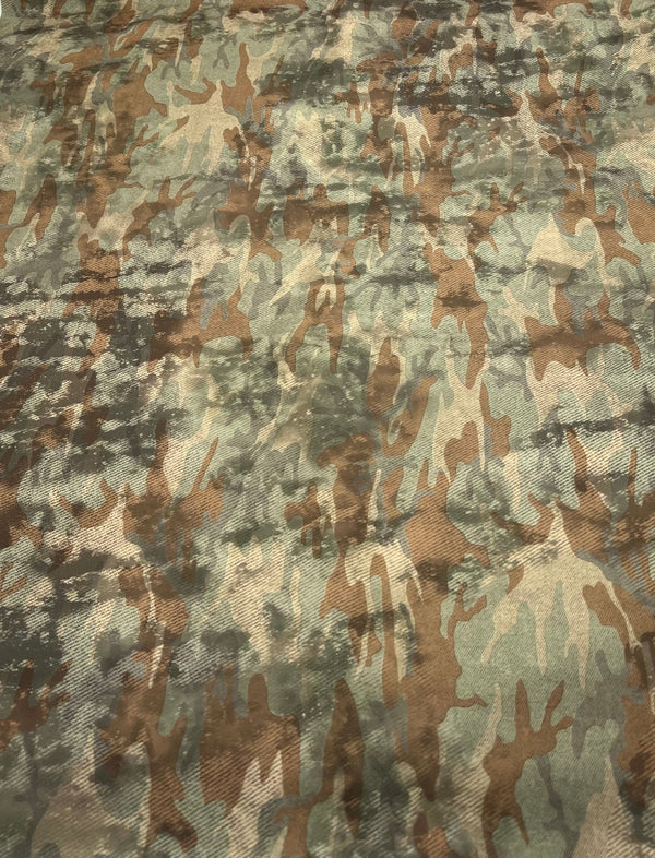 Green Camo Printed Plain Scuba 4 Way Stretch Jersey Fabric