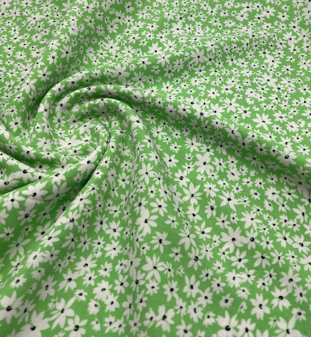 Green Ditsy Floral Lightweight Non Stretch Woven Fabric