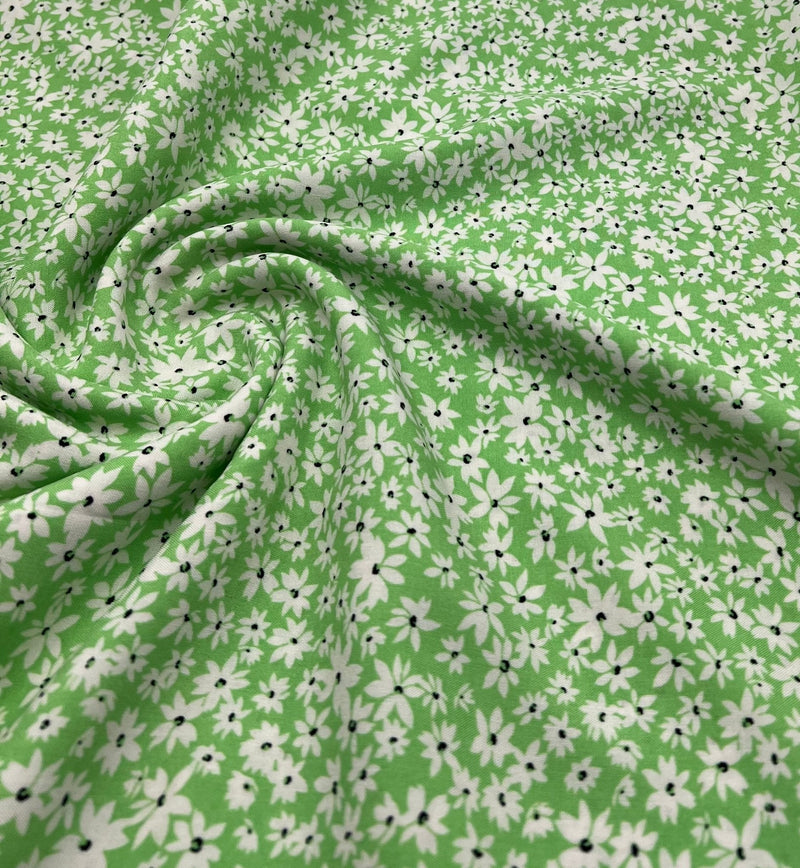 Green Ditsy Floral Lightweight Non Stretch Woven Fabric
