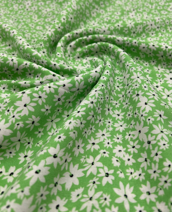 Green Ditsy Floral Lightweight Non Stretch Woven Fabric