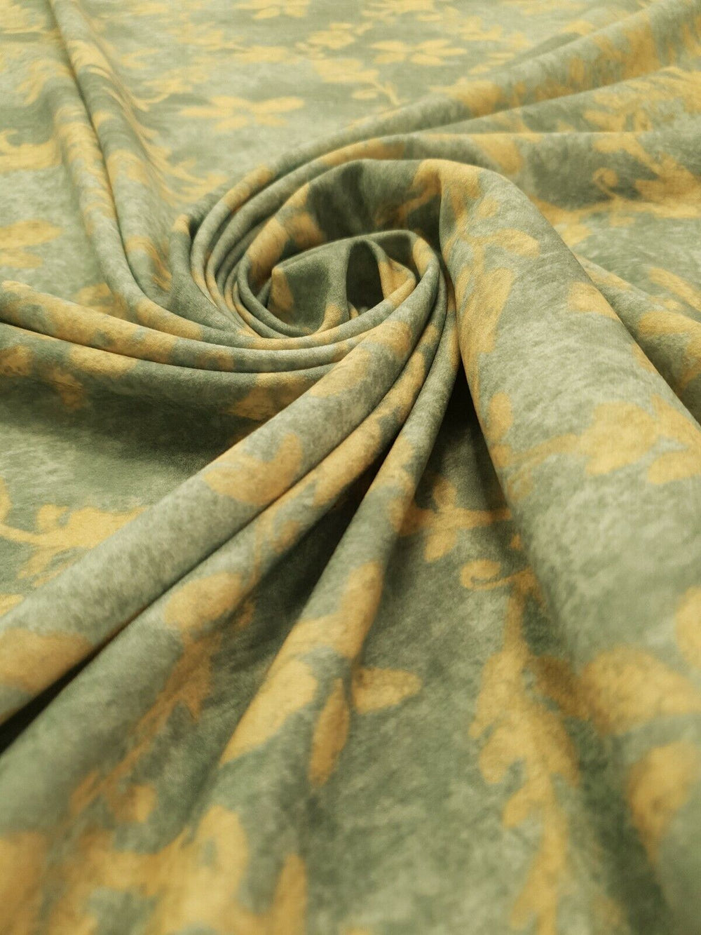 Green Floral Printed Scuba Crepe Jersey Fabric 4 Way Stretch