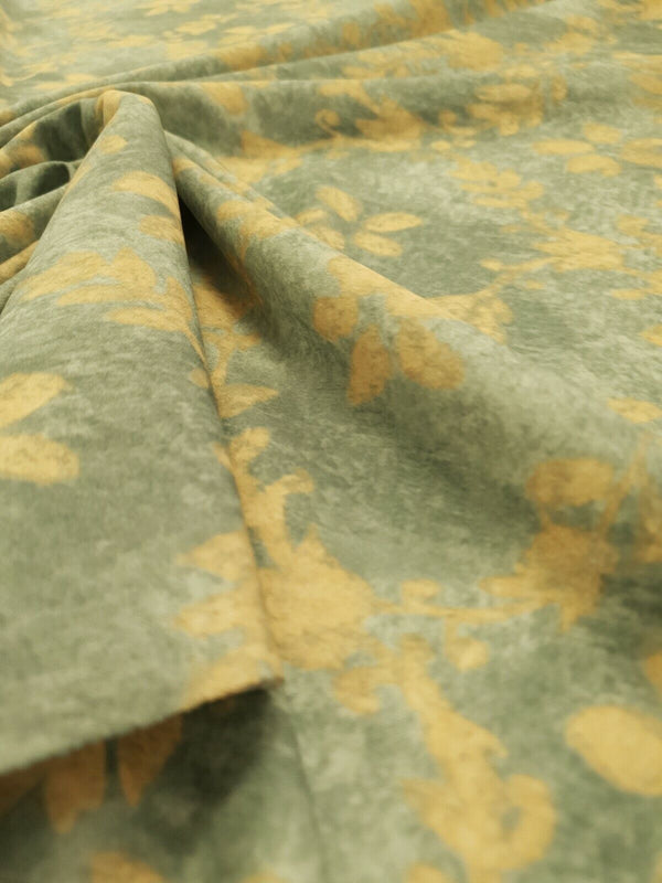Green Floral Printed Scuba Crepe Jersey Fabric 4 Way Stretch