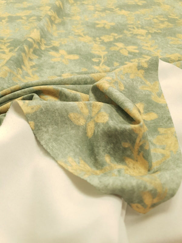 Green Floral Printed Scuba Crepe Jersey Fabric 4 Way Stretch