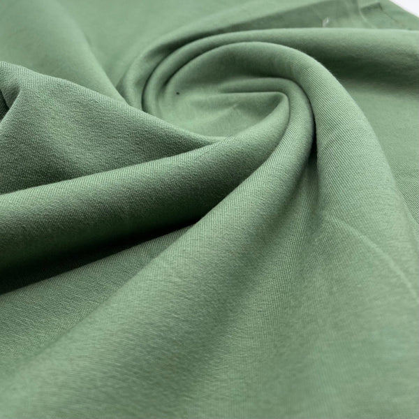 Green French Terry Loopback Cotton Jersey 230 GSM 95/5 Lycra 4 Way Stretch
