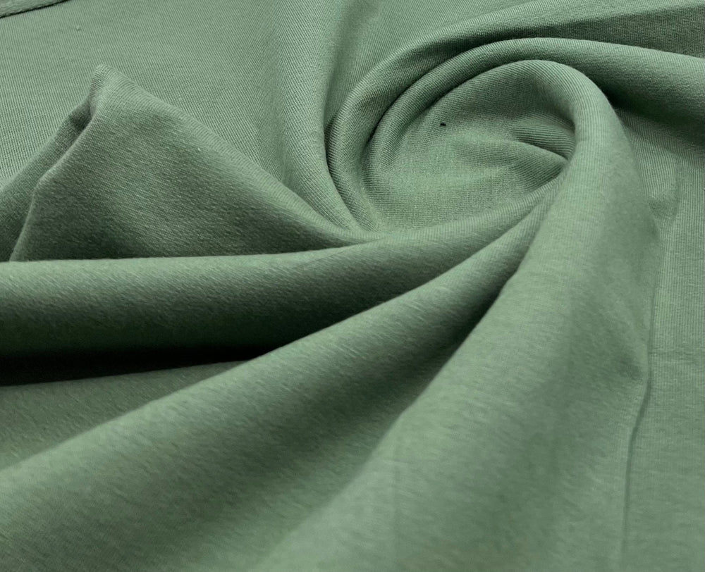 Green French Terry Loopback Cotton Jersey 230 GSM 95/5 Lycra 4 Way Stretch