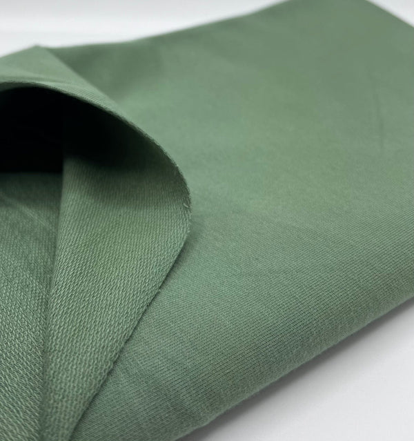 Green French Terry Loopback Cotton Jersey 230 GSM 95/5 Lycra 4 Way Stretch