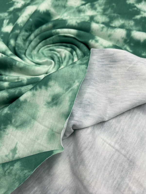 Green Mix Print Spun Poly Stretch Fabric