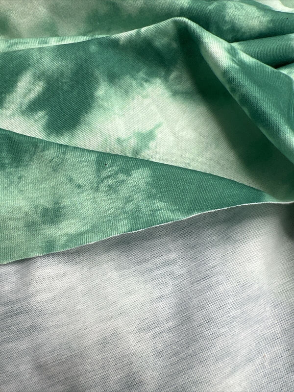 Green Mix Print Spun Poly Stretch Fabric