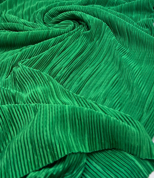Green Plisse Pleated 2 Way Stretch Fabric
