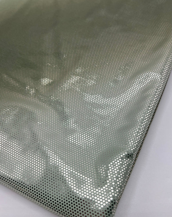 Green Silver Shiny Sequin Soft Touch 2 Way Stretch Fabric