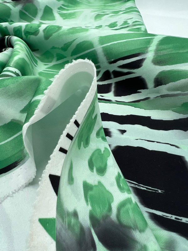 Green Snake Plain Scuba Fabric