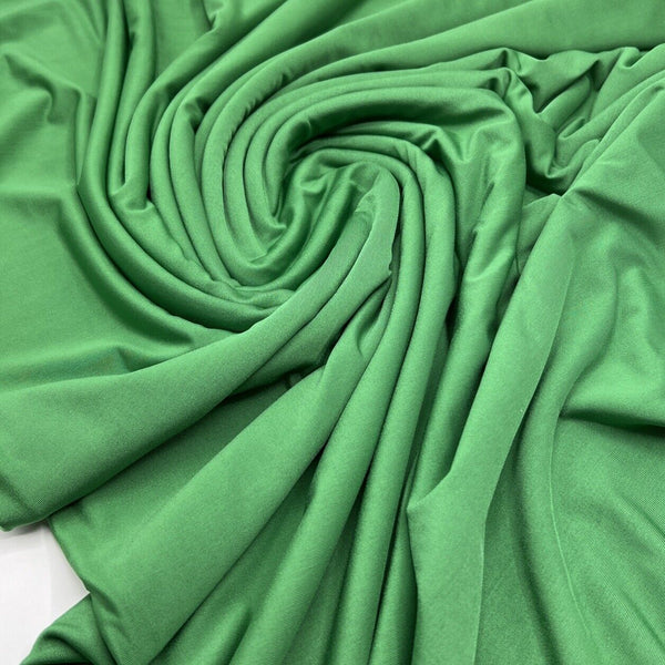 Green Plain Shiny Soft Touch Slinky 4 Way Stretch Fabric