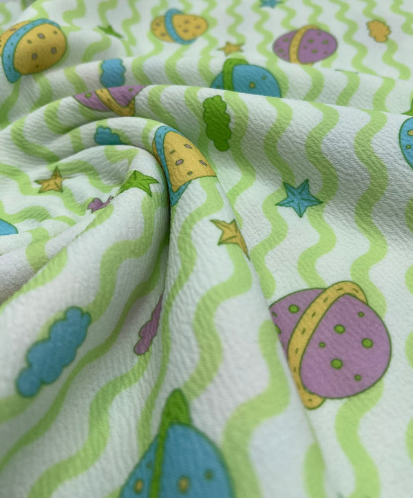 Green Space Print Liverpool Bullet Stretch Fabric