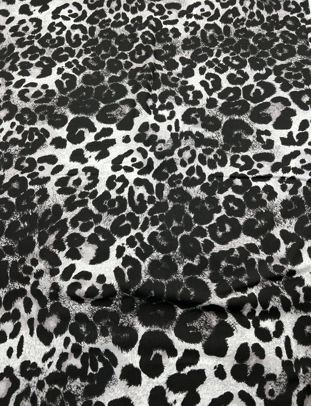 Grey Leopard Print Viscose Elastane Fabric