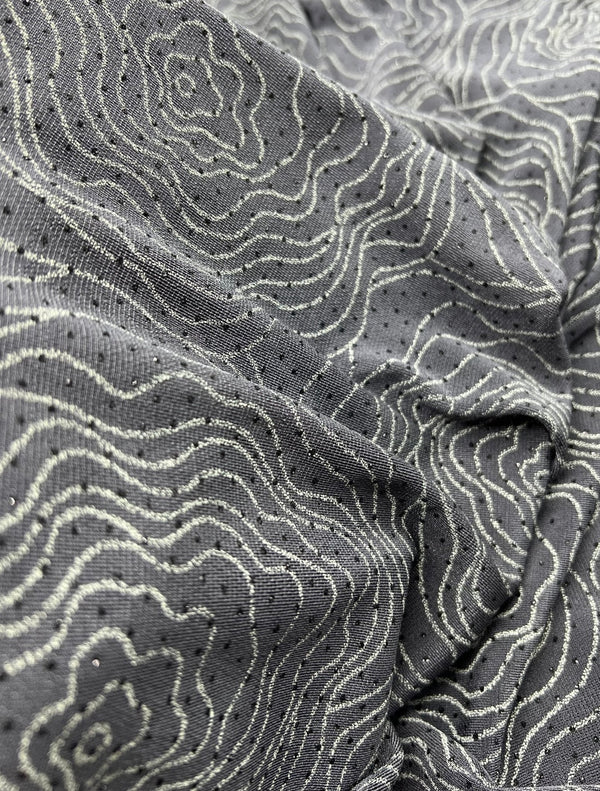 Grey Patterned Glitter Sequin 4 Way Stretch Dress Craft Fabric