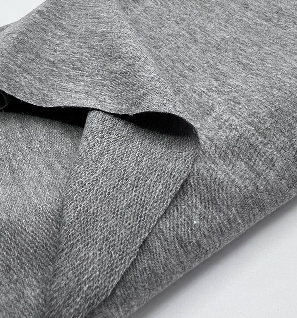 Grey French Terry Loopback Cotton Jersey 230 GSM 95/5 Lycra 4 Way Stretch