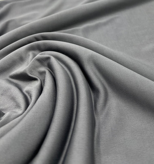 Grey Plain Shiny Soft Touch Slinky 4 Way Stretch Fabric