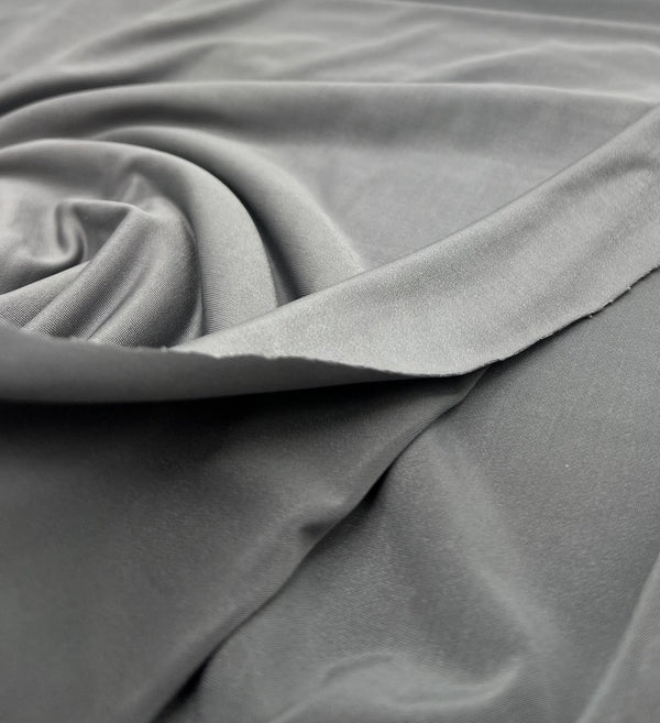 Grey Plain Shiny Soft Touch Slinky 4 Way Stretch Fabric