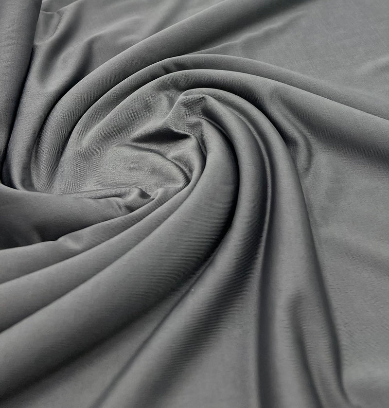 Grey Plain Shiny Soft Touch Slinky 4 Way Stretch Fabric