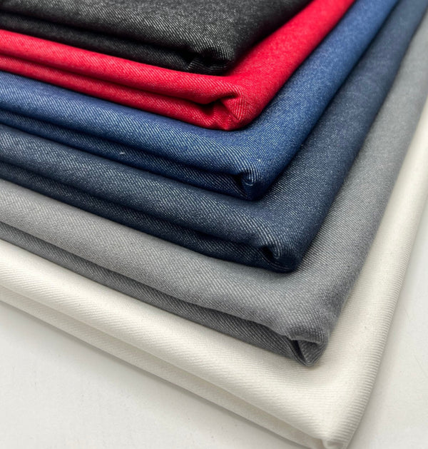 Grey Plain Washed Stretch Denim 280GSM