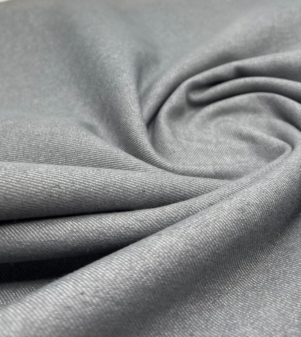 Grey Plain Washed Stretch Denim 280GSM