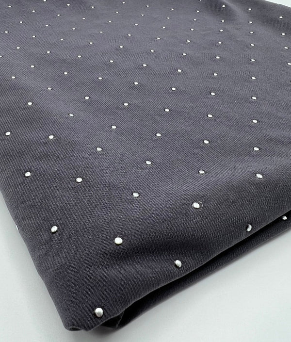 Grey Silver Metal Stud ITY Fabric