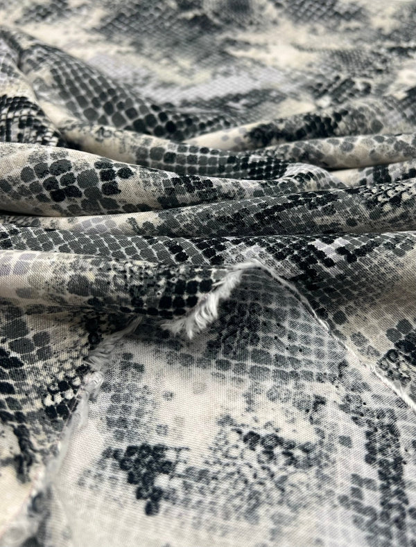 Grey Snake Mix 100% Viscose Non Stretch Fabric