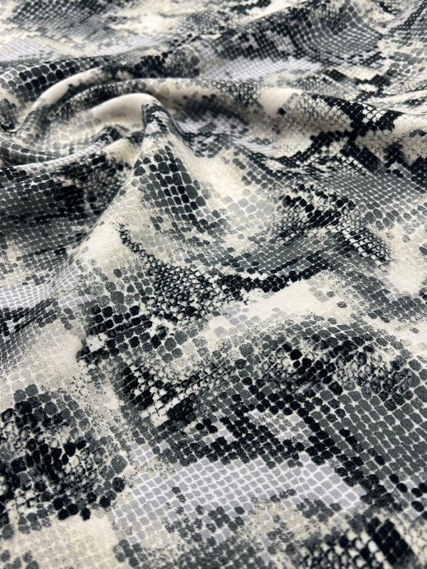 Grey Snake Mix 100% Viscose Non Stretch Fabric