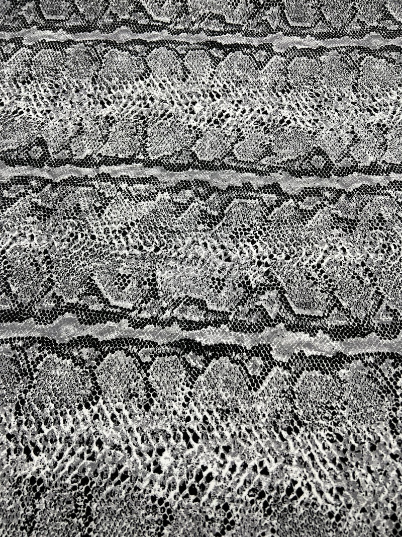Grey Snake Printed Plain Scuba 4 Way Stretch Jersey Fabric