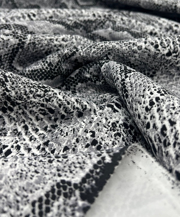 Grey Snake Printed Scuba Crepe Jersey Fabric 4 Way Stretch