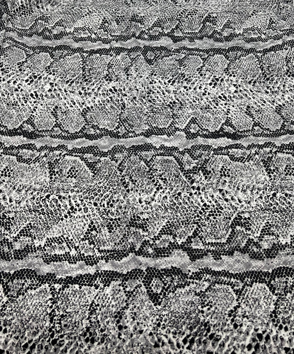 Grey Snake Printed Scuba Crepe Jersey Fabric 4 Way Stretch