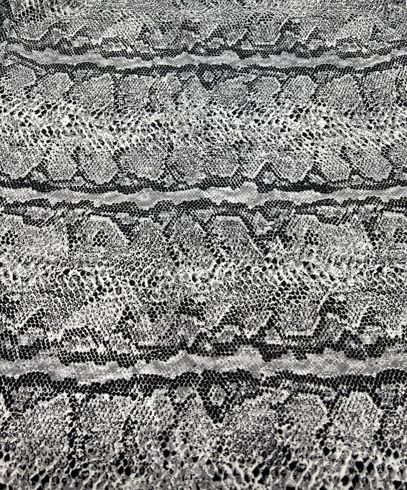 Grey Snake Printed Scuba Crepe Jersey Fabric 4 Way Stretch