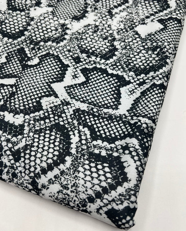 Grey Snake Printed Swimwear / Sportswear 4 Way Stretch Fabric
