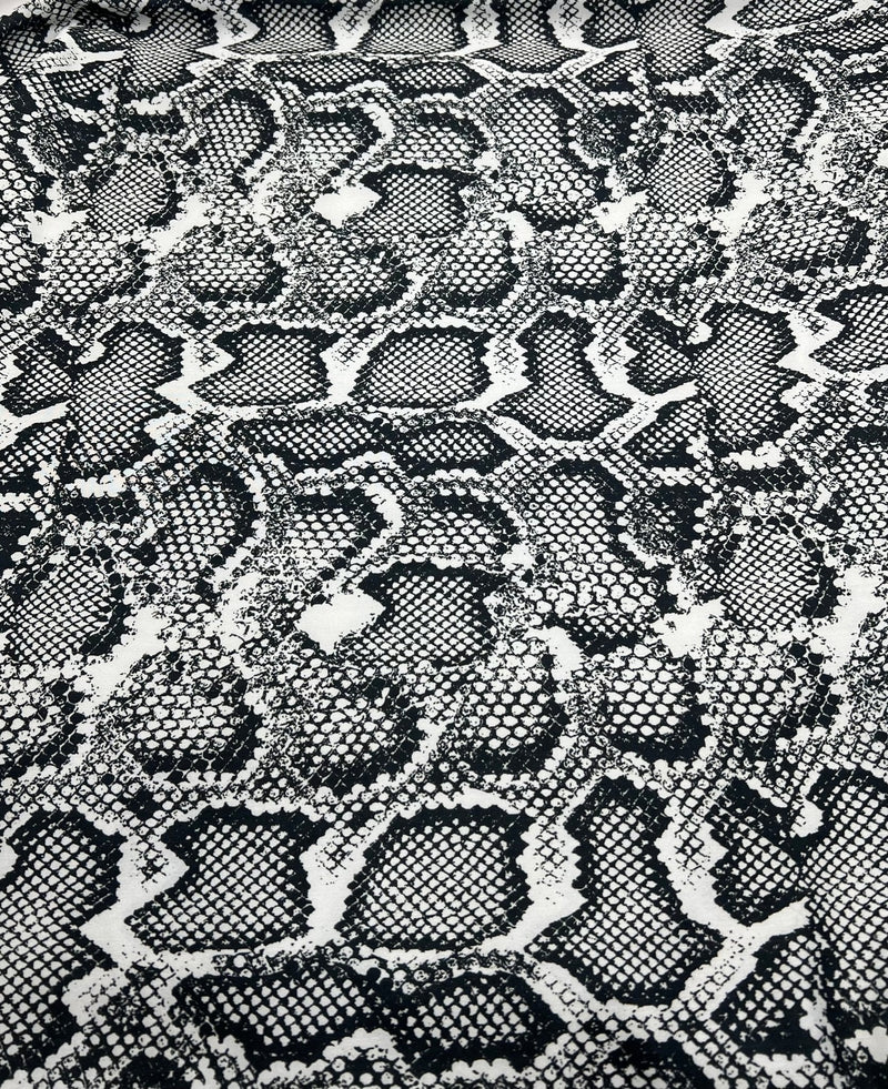 Grey Snake Printed Swimwear / Sportswear 4 Way Stretch Fabric