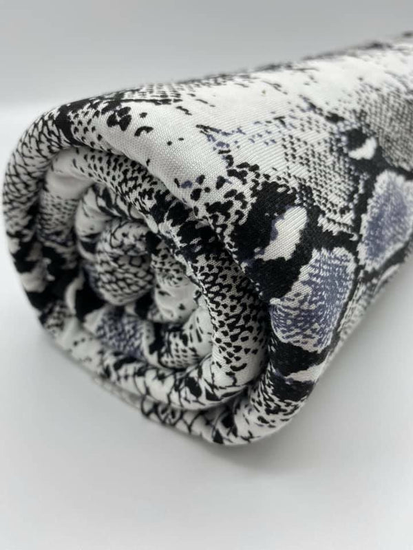 Grey Snakeskin Print Viscose Elastane Fabric