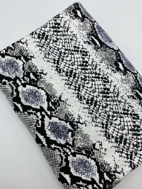Grey Snakeskin Print Viscose Elastane Fabric