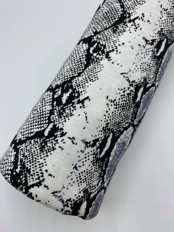 Grey Snakeskin Print Viscose Elastane Fabric