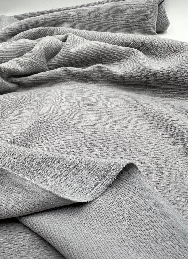 Grey Soft Striped Textured Stretch Fabric