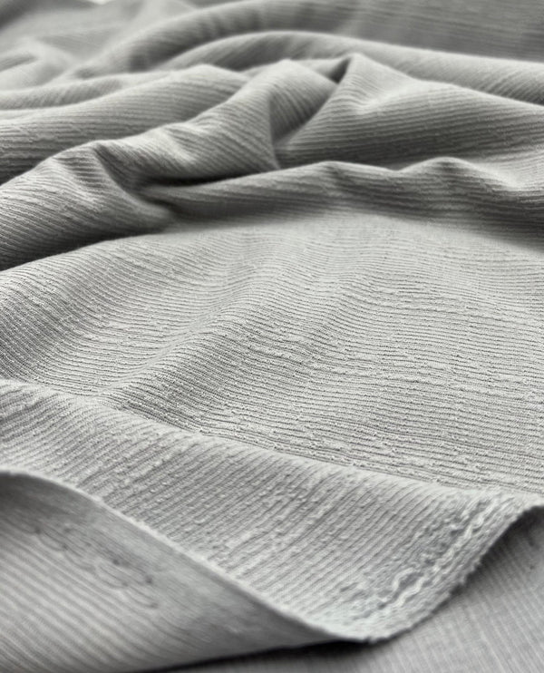 Grey Soft Striped Textured Stretch Fabric